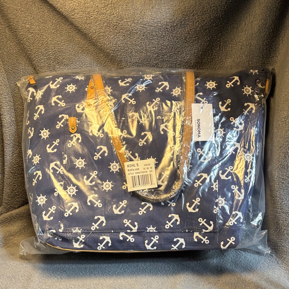 Sonoma Navy and White Nautical Tote Bag